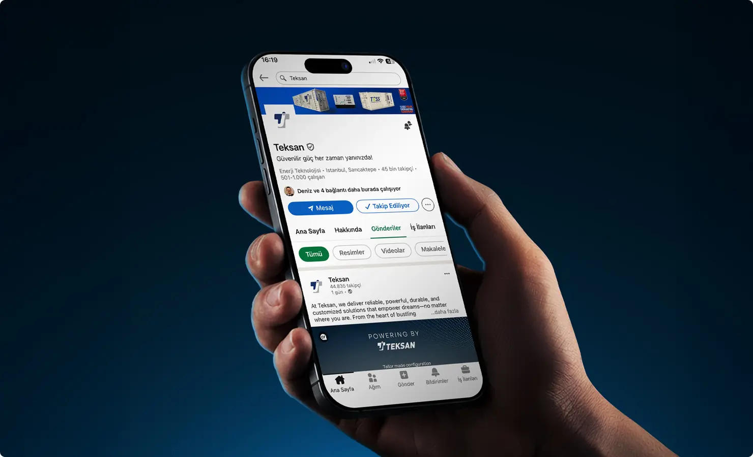 Teksan<br>Sosyal Medya Website Ekran Görüntüsü